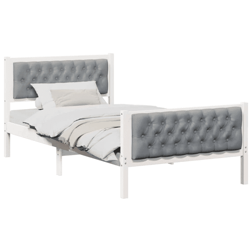 Estrutura de cama de solteiro para adultos com Cabeceira - Cinzento-claro 100 x 200 cm