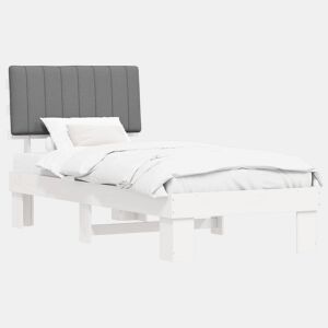 Estrutura de cama de solteiro simple com Cabeceira Estofada Cinzento-claro