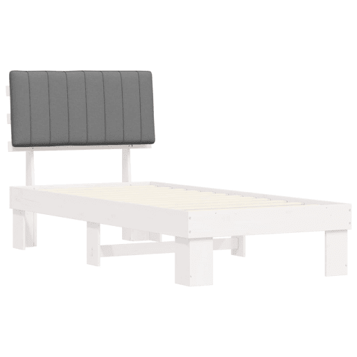 Estrutura de cama de solteiro simple com Cabeceira Estofada Cinzento-claro