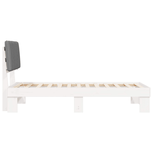 Estrutura de cama de solteiro simple com Cabeceira Estofada Cinzento-claro