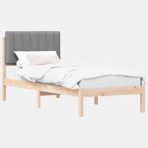 Estrutura de cama de solteiro simple com Cabeceira Estofada Cinzento-claro