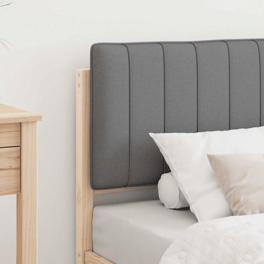 Estrutura de cama de solteiro simple com Cabeceira Estofada Cinzento-claro