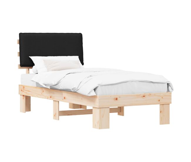 Estructura de cama simple para adultos con cabecera - tapizada negro 90 x 200 cm