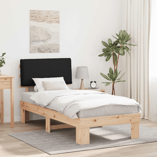 Estrutura de cama de solteiro para adultos com Cabeceira Estofada Preto 90 x 200 cm
