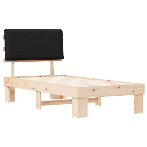 Estrutura de cama de solteiro para adultos com Cabeceira Estofada Preto 90 x 200 cm