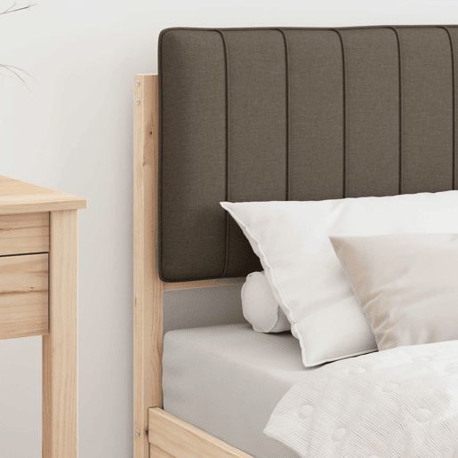 Estrutura de cama de solteiro Design com Cabeceira Estofada Cinzento-acastanhado
