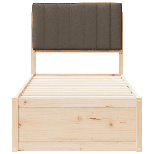 Estrutura de cama de solteiro Design com Cabeceira Estofada Cinzento-acastanhado