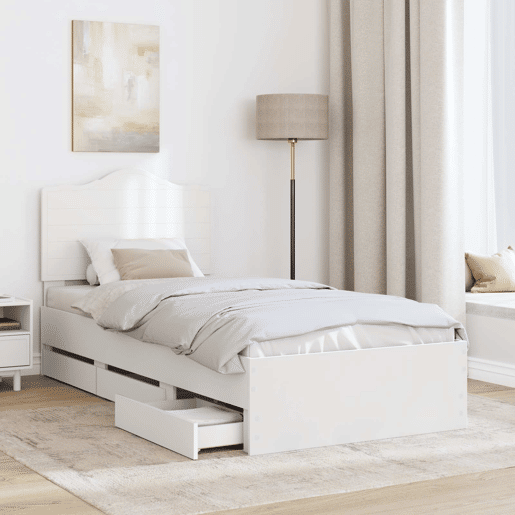 Estrutura de cama de solteiro para adultos Branco 75 x 190 cm Madeira de Engenharia