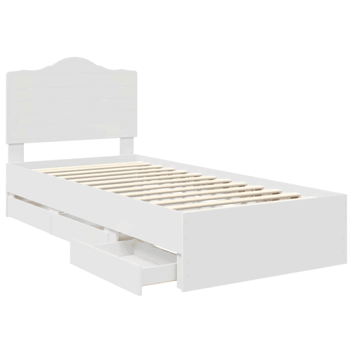 Estrutura de cama de solteiro para adultos Branco 75 x 190 cm Madeira de Engenharia