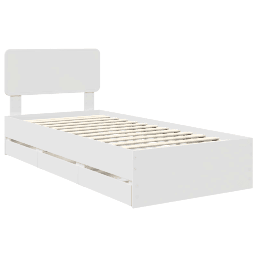 Estrutura de cama de solteiro para adultos - Branco 100 x 200 cm Madeira engenheirada