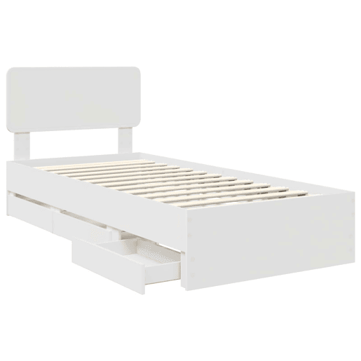 Estrutura de cama de solteiro para adultos - Branco 100 x 200 cm Madeira engenheirada