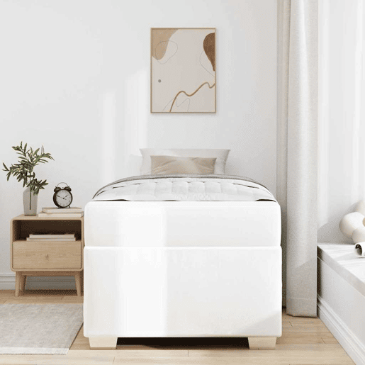 Estrutura de cama de solteiro para adultos com colchão Branco 90 x 190 cm tecido