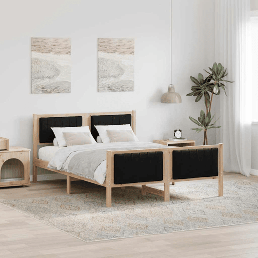 Estrutura da Cama de casal simple com cabeceira Castanho e preto 140 x 190 cm