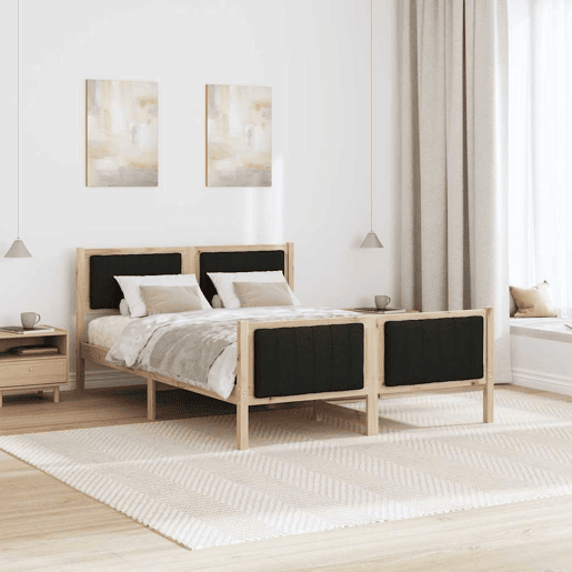 Estrutura da Cama de casal simple com cabeceira Castanho e preto 140 x 190 cm