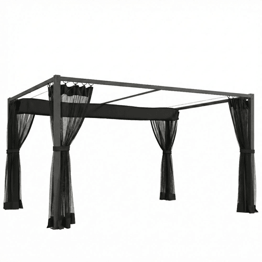Outsunny Pérgola de Jardim 3x4 m com Teto Retrátil e 4 Paredes Laterais em Rede, Toldo de Jardim com Estrutura de Alumínio, UPF30+, Pavilhão para Exterior, Terraço Cinzento Escuro