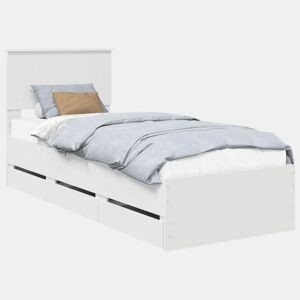 Estrutura de cama de solteiro para adultos Branco 75 x 190 cm Madeira de Engenharia
