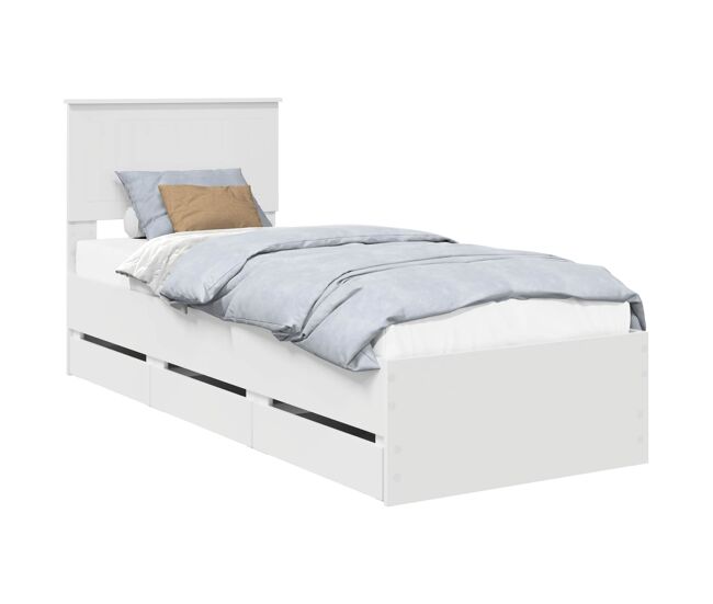 Estructura de cama individual para adultos con cajón 75 x 190 cm madera ingenieril