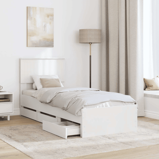 Estrutura de cama de solteiro para adultos Branco 75 x 190 cm Madeira de Engenharia