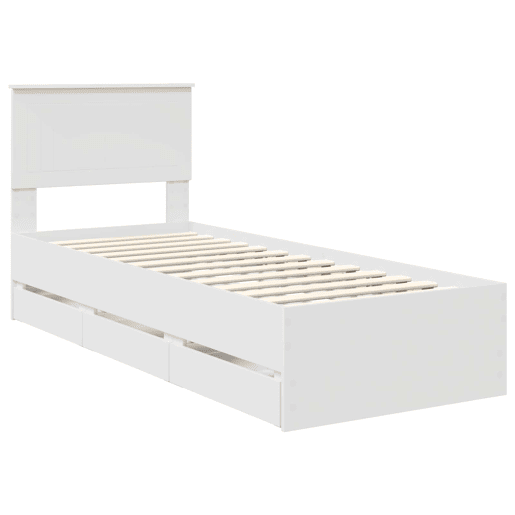 Estrutura de cama de solteiro para adultos Branco 75 x 190 cm Madeira de Engenharia