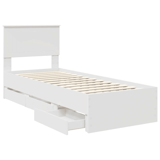 Estrutura de cama de solteiro para adultos Branco 75 x 190 cm Madeira de Engenharia