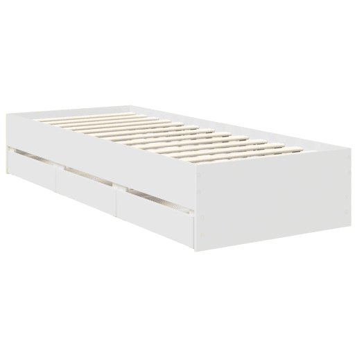 Estrutura de cama de solteiro para adultos Branco 75 x 190 cm Madeira de Engenharia