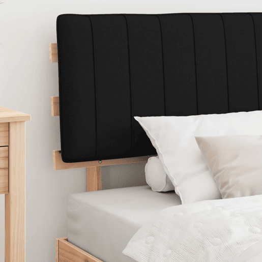 Estrutura de cama de solteiro para adultos com Cabeceira - Estofada Preto 100 x 200 cm