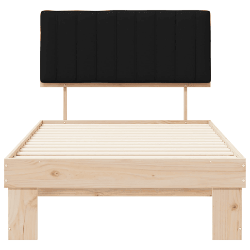 Estrutura de cama de solteiro para adultos com Cabeceira - Estofada Preto 100 x 200 cm