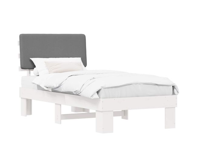 Estructura de cama simple para adultos con cabecera - tapizada gris claro 80 x 200 cm