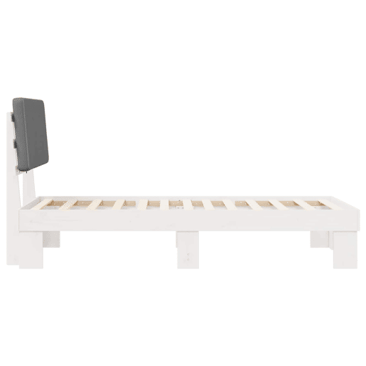 Estrutura de cama de solteiro simple com Cabeceira Estofada Cinzento-claro