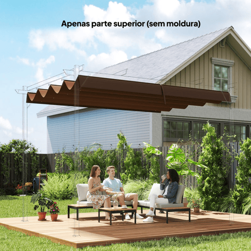 Outsunny Telhado de Pérgola 3x2,5 m Telhado de Reposição Retrátil para Estrutura de Pérgola de 3x2 m, UV30+ Tecido Apenas para Pérgola com 8 Orifícios de Drenagem Castanho Outsunny Telhado de Pérgola 3x2,5 m Telhado de Reposição Retrátil para Estrutura de Pérgola de 3x2 m, UV30+ Tecido Apenas para Pérgola com 8 Orifícios de Drenagem Castanho