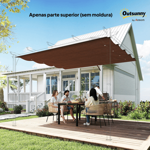 Outsunny Telhado de Pérgola 3x2,5 m Telhado de Reposição Retrátil para Estrutura de Pérgola de 3x2 m, UV30+ Tecido Apenas para Pérgola com 8 Orifícios de Drenagem Castanho Outsunny Telhado de Pérgola 3x2,5 m Telhado de Reposição Retrátil para Estrutura de Pérgola de 3x2 m, UV30+ Tecido Apenas para Pérgola com 8 Orifícios de Drenagem Castanho
