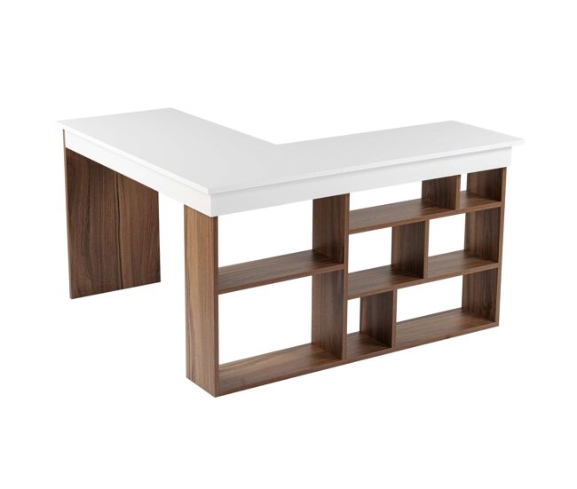 Escritorio de madera <> 130 x 120 x 72 cm - nogal