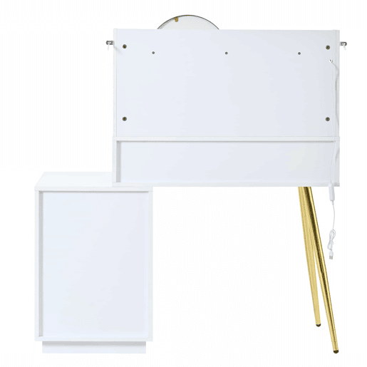 Penteadeira 112x40x116 cm - com espelho LED giratório e 4 gavetas amplas - Branco