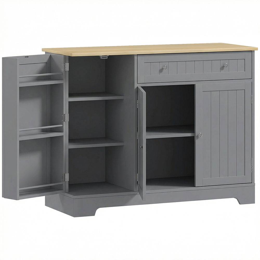 Homcom aparador de cocina, armario de cocina con 3 estantes de puerta, 1 cajón, estantes ajustables, aparador para comedor, 105x40x83 cm, gris