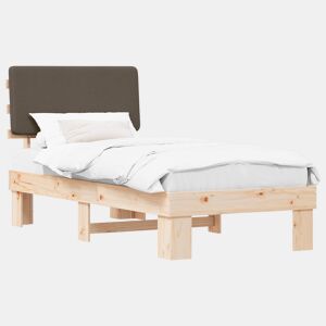 Estrutura de cama de solteiro Design com Cabeceira Estofada Cinzento-acastanhado