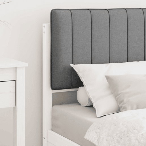 Estrutura de cama de solteiro simple com Cabeceira Estofada Cinzento-claro