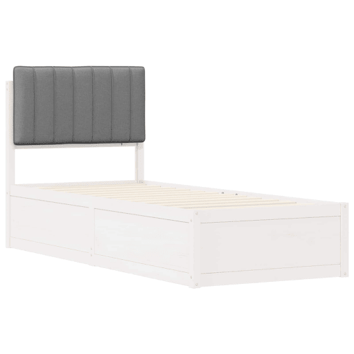Estrutura de cama de solteiro simple com Cabeceira Estofada Cinzento-claro