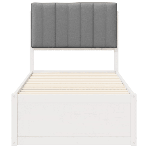 Estrutura de cama de solteiro simple com Cabeceira Estofada Cinzento-claro