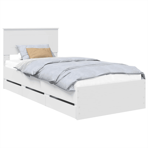 Estrutura de cama de solteiro para adultos Branco 75 x 190 cm Madeira de Engenharia