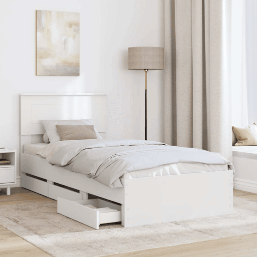 Estrutura de cama de solteiro para adultos Branco 75 x 190 cm Madeira de Engenharia