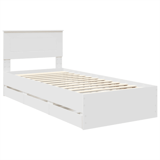 Estrutura de cama de solteiro para adultos Branco 75 x 190 cm Madeira de Engenharia
