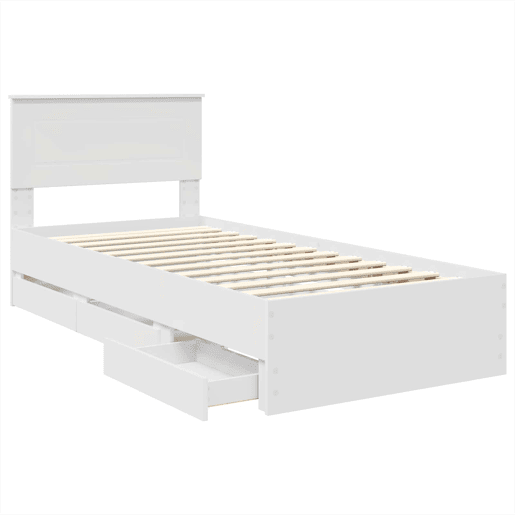 Estrutura de cama de solteiro para adultos Branco 75 x 190 cm Madeira de Engenharia