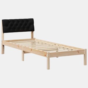 Estrutura de cama de solteiro simple com cabeceira - Castanho e preto 75 x 190 cm