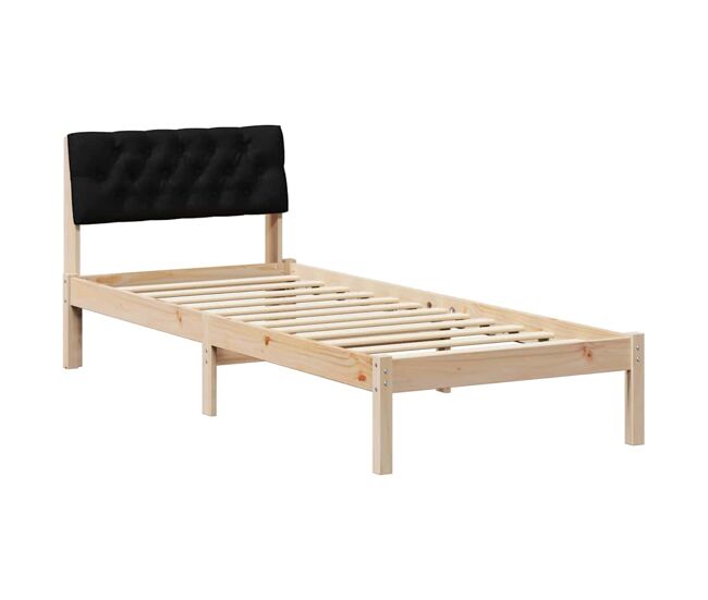 Estructura de cama simple para adultos con cabecera - marrón y negro 75 x 190 cm