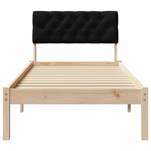 Estrutura de cama de solteiro simple com cabeceira - Castanho e preto 75 x 190 cm