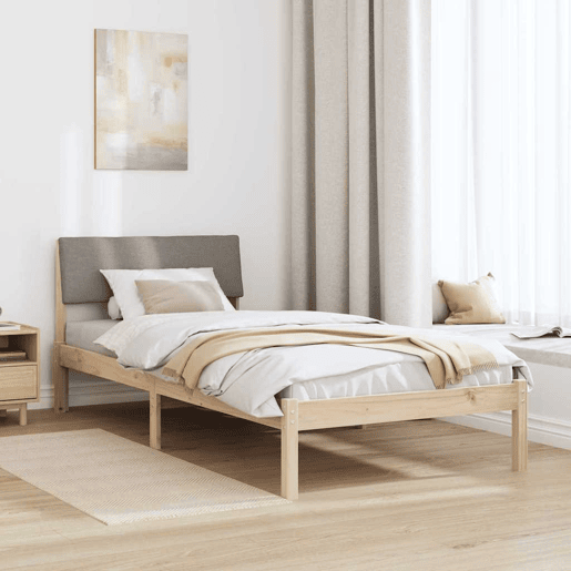 Estrutura de cama de solteiro para adultos com cabeceira Marrom e taupe 90 x 190 cm