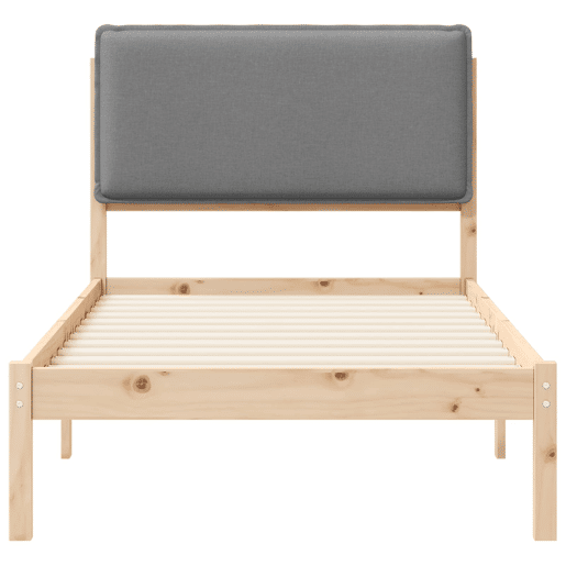 Estrutura de cama de solteiro simple com Cabeceira Estofada Cinzento-claro