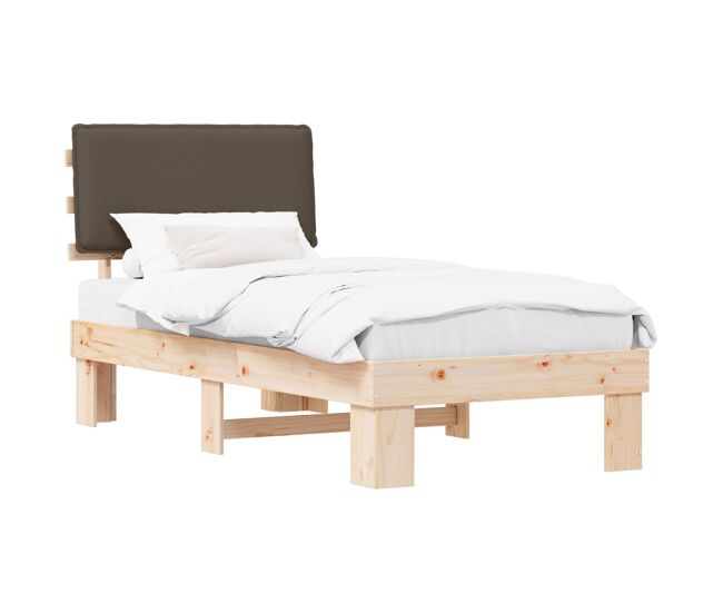 Estructura de cama simple para adultos con cabecera - tapizada taupé 90 x 200 cm