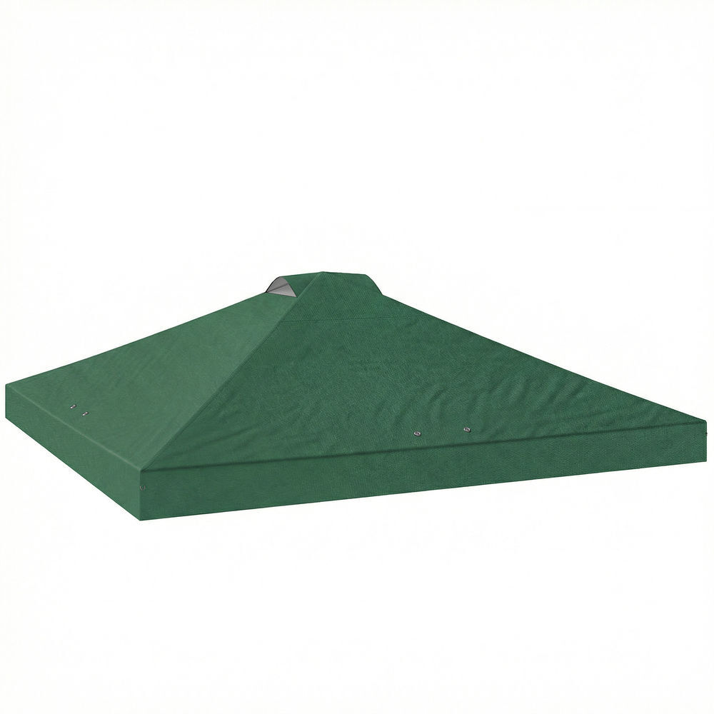 Outsunny toldo de pérgola de recambio 3x3 m techo de repuesto para carpa plegable de jardín de tela oxford 210d con 8 orificios de drenaje y doble ventilación protección uv 50+ solo toldo verde