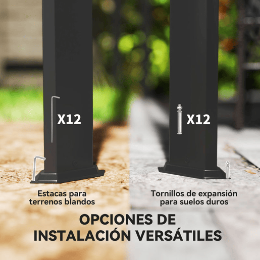 Outsunny Pérgola de Jardim 3x3 m com Teto Retrátil e Parede Lateral Enrolável Pérgola de Jardim com Estrutura de Alumínio UPF30+ para Exterior Terraço Cinzento Escuro